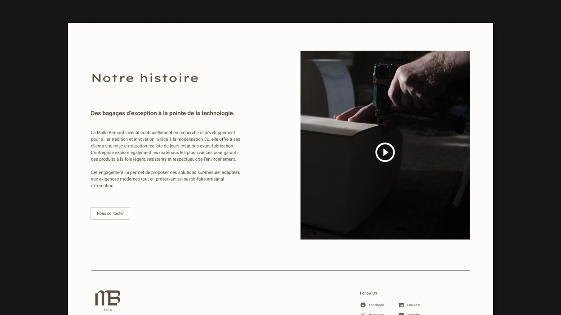 bas de la page de présentation notre histoire