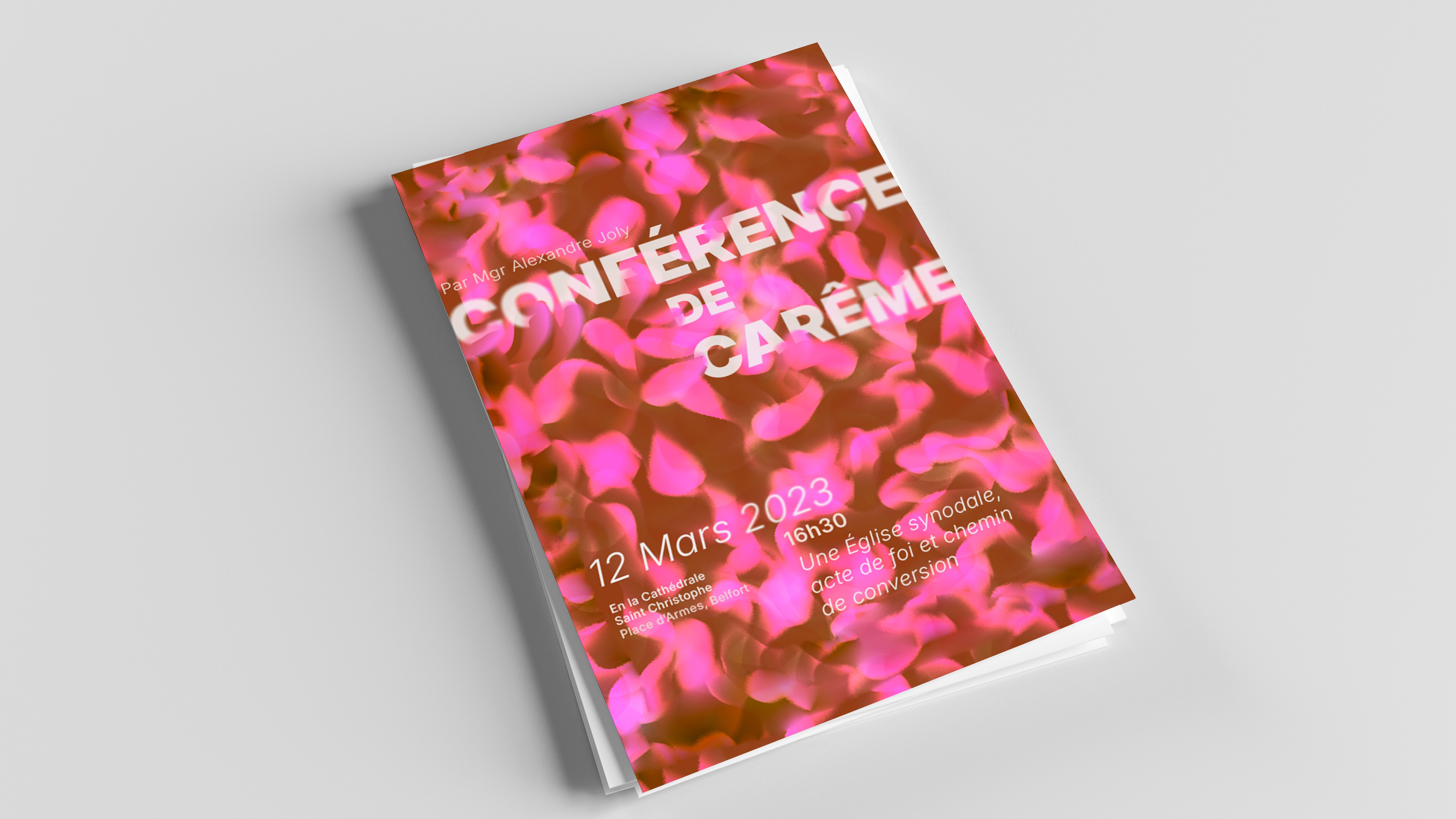 flyer conférence de carême pétales sur fond marron