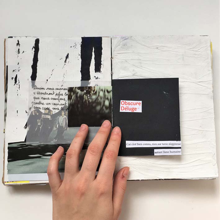 vu d'une page du carnet avec une citation d'auteur