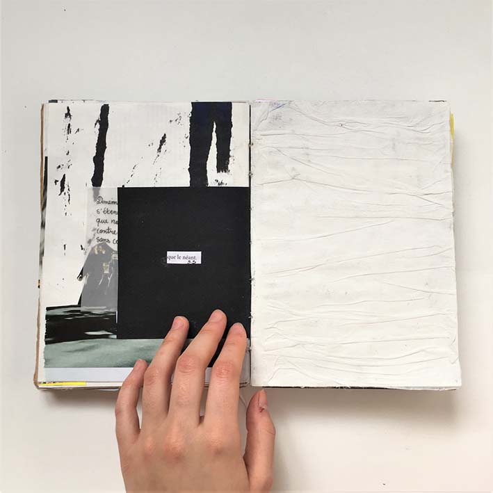 vu d'une page du carnet avec une citation d'auteur