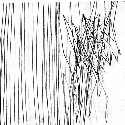 lignes verticales interrompues par un gribouilli