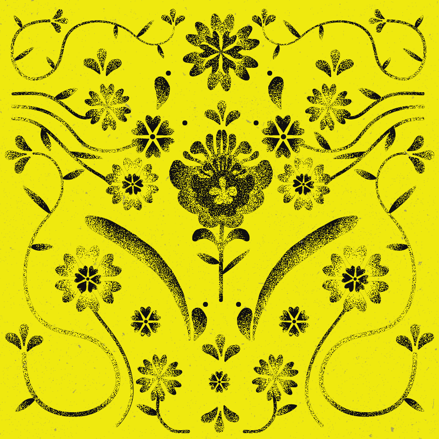 illustration fleur noir et jaune