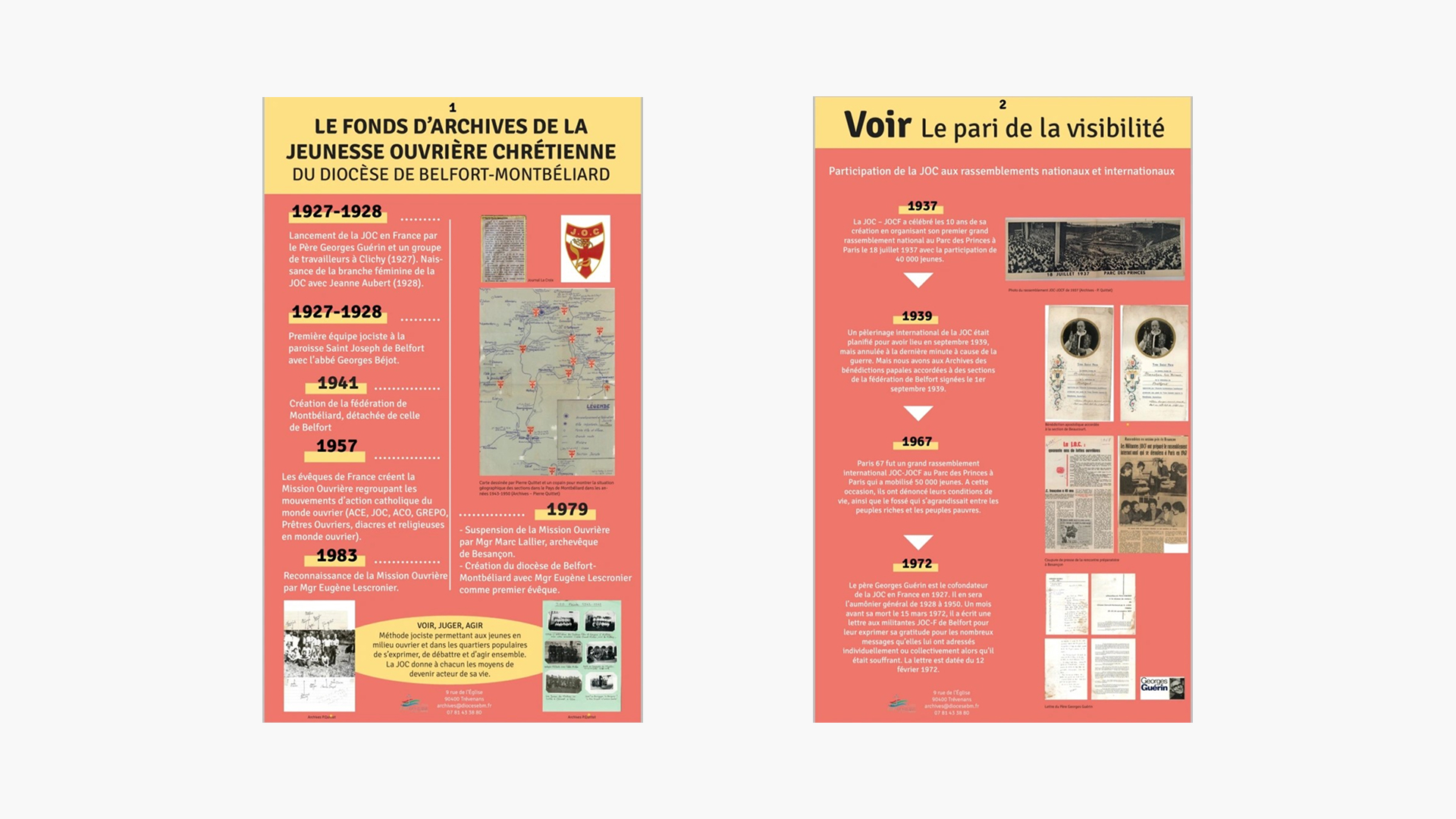 mise en page de 2 panneaux rouge rosé et jaune