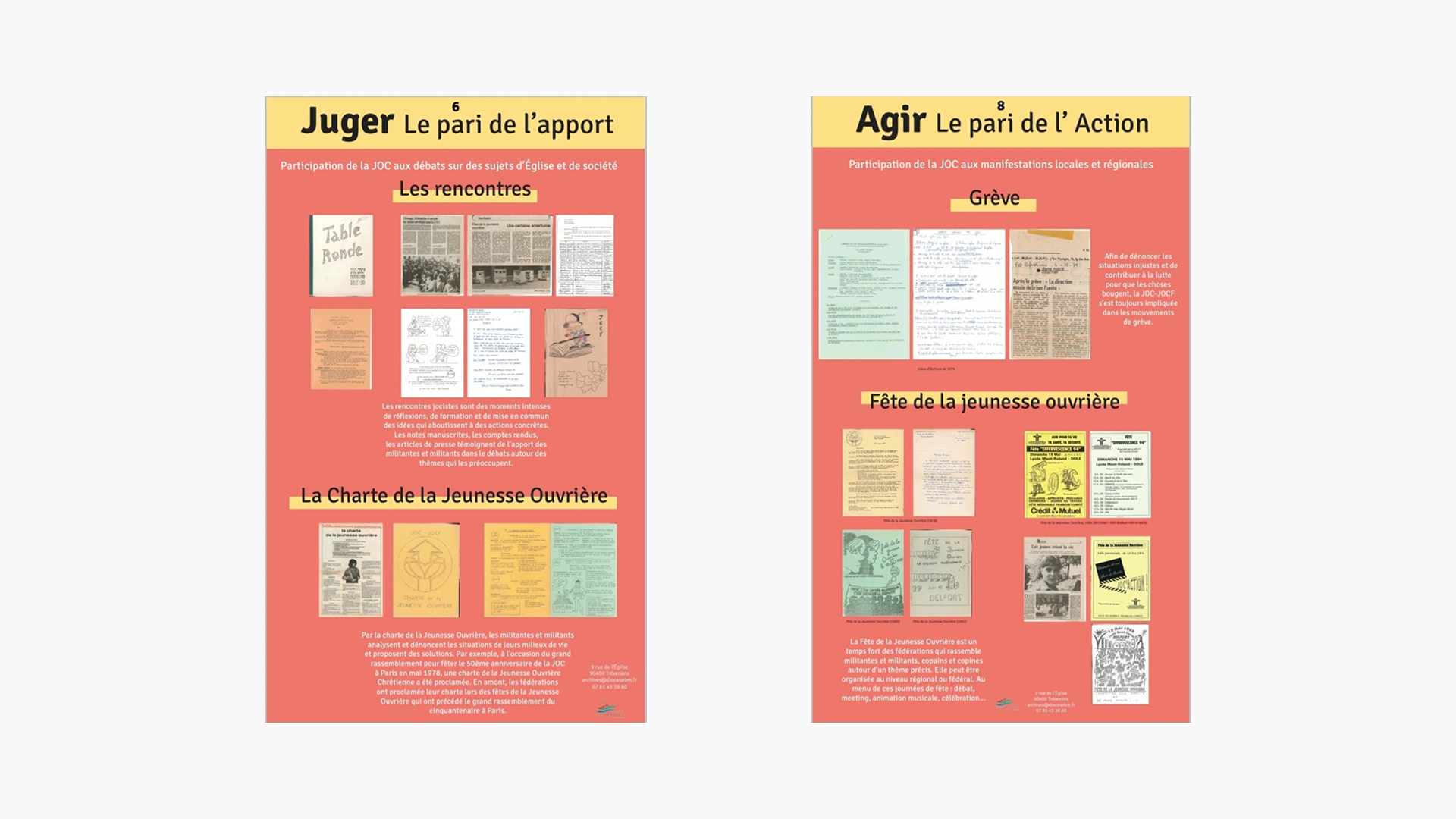 mise en page de 2 panneaux rouge rosé et jaune