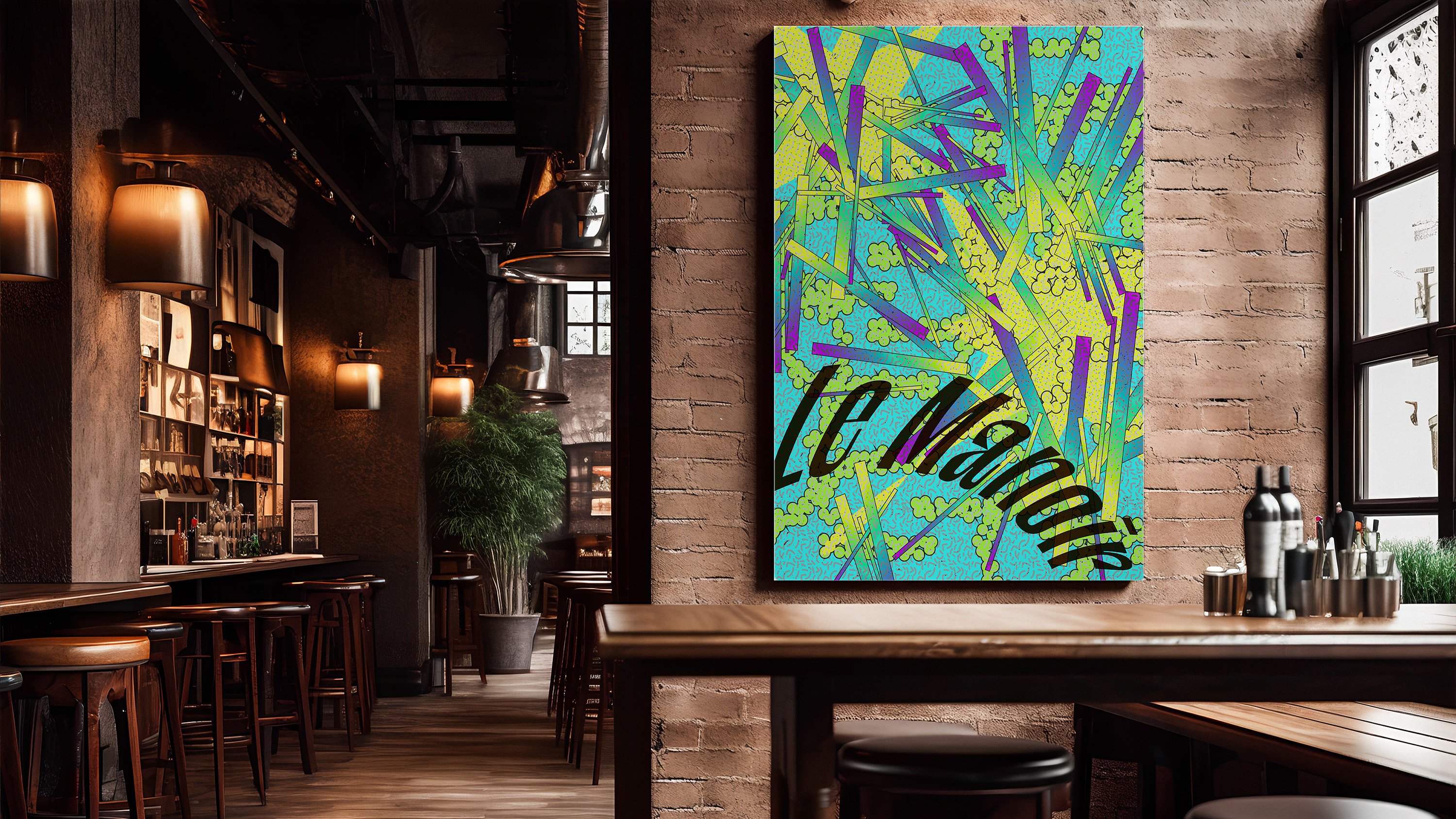 affiche dans le bar le manoir au mur