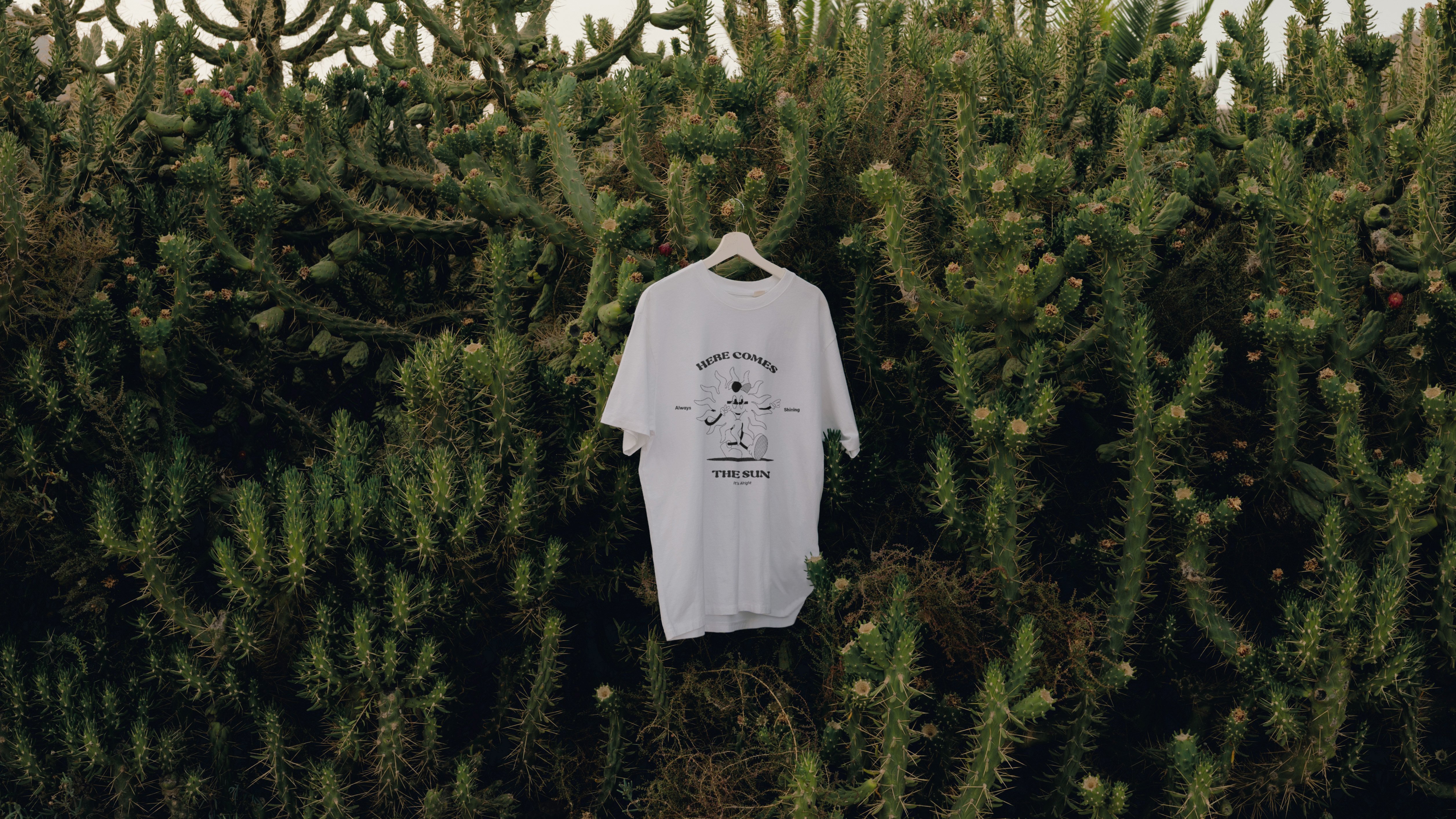 t-shirt avec le graphisme sur fond de cactus