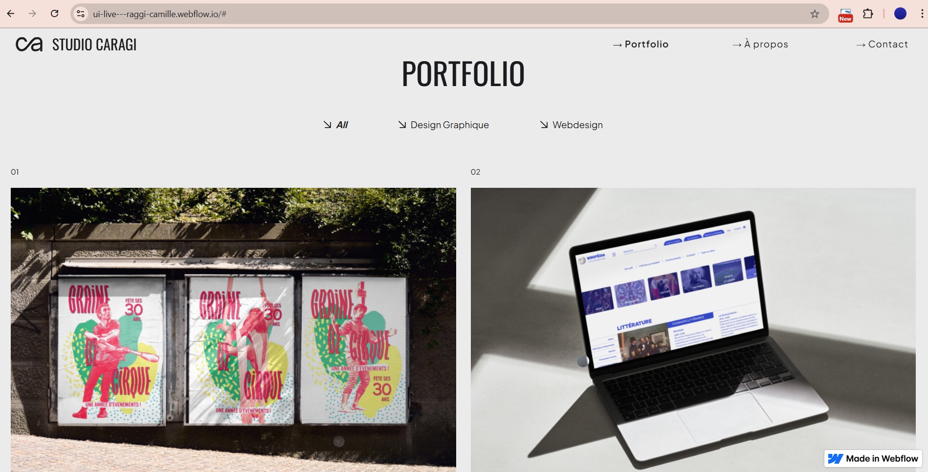 projets page d'accueil