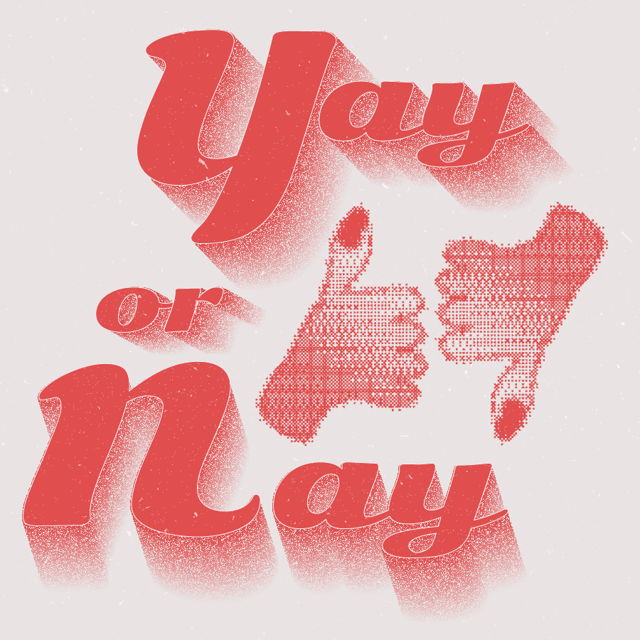 expérimentation avec des pouces en l'air et un texte qui signifie oui ou non